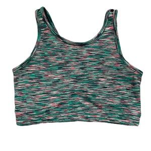 Zella bra black mesh back green pink sz Medium Preowned activewear